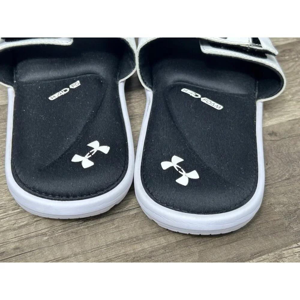 Under Armour UA Ignite VI Slide Sandal Color Black / White Size 8 M US Sporty
